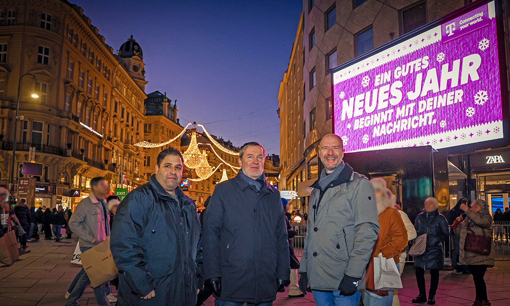 Mit innovativem DOOH Konzept: Wir bringen MAGENTA auf den Wiener Silvesterpfad